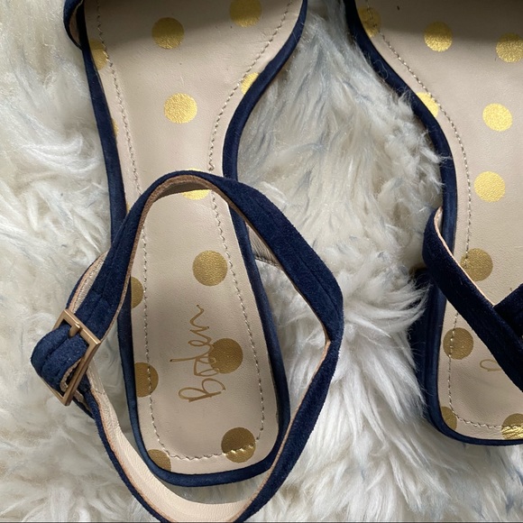Boden  Zoe Navy Suede Striped Heeled Sandals
Boden size 38. In good condition - Picture 3 of 16